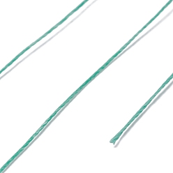 Turquoise Ficelle ronde en fil de polyester ciré, cordon micro macramé, cordon torsadé, pour la couture de cuir, turquoise, 0.3~0.4mm, environ 174.98 yards (160m)/rouleau