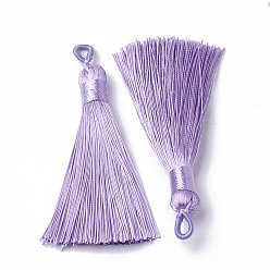 Lilac Polyester Tassel Big Pendants Decoration, Lilac, 80~90x8.5~9mm, Hole: 4x6mm