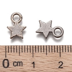 Gunmetal Tibetan Style Alloy Charms, Christmas Star, Cadmium Free & Nickel Free & Lead Free, Gunmetal, 10x8x1mm, Hole: 2mm