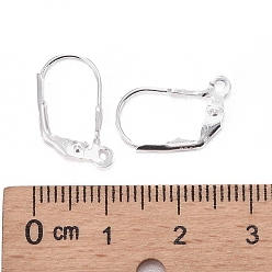 Silver 925 Sterling Silver Leverback Hoop Earrings, Silver, 16x9.5x1.5mm, Hole: 1mm, Pin: 0.8mm