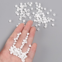 Blanc Perles de rocaille en verre, opaque graine de couleurs, petites perles artisanales pour la fabrication de bijoux bricolage, ronde, blanc, 4mm, Trou: 1.5 mm, environ 4500 pcs / livre