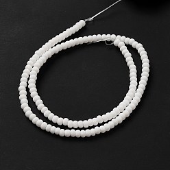 White Handmade Frosted Porcelain Beads, Flat Round, White, 4x3mm, Hole: 0.8mm, about 134pcs/strand, 15.55 inch(39.5cm)