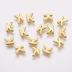 Letter K Brass Charms, Real 18K Gold Plated, Letter.K, 6x5x2mm, Hole: 1mm
