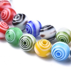 Mixed Color Handmade Millefiori Glass Round Beads Strands, Mixed Color, 8mm, Hole: 1mm, about 48pcs/strand, 14.5 inch