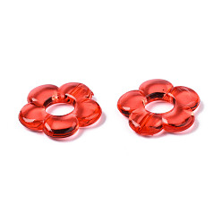 Mixed Color Transparent Acrylic Beads Frames, Flower, Mixed Color, 18x19x4mm, Hole: 1.2mm, Inner Diameter: 6mm, about 690pcs/500g