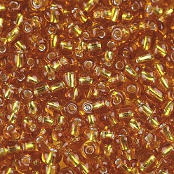 Goldenrod 6/0 Glass Seed Beads, Silver Lined Round Hole, Round, Goldenrod, 4mm, Hole: 1.5mm, about 6639 pcs/pound