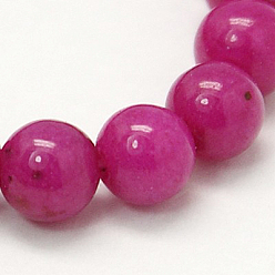Medium Violet Red Natural Mashan Jade Round Beads Strands, Dyed, Medium Violet Red, 4mm, Hole: 1mm, about 98pcs/strand, 15.7 inch
