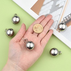 Stainless Steel Color Fashionable 304 Stainless Steel Round Pendants, Stainless Steel Color, 28x25mm, Hole: 6.5x9mm
