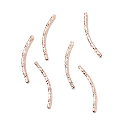 Rose Gold Rack Plating Brass Curved Tube Beads, Cadmium Free & Lead Free, Long-Lasting Plated, Rose Gold, 19~20x1.5mm, Hole: 0.7mm