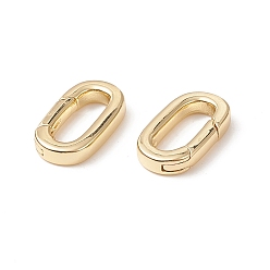 Real 18K Gold Plated Brass Push Gate Snap Keychain Clasps, Long-Lasting Plated, Oval, Real 18K Gold Plated, 14x7.5x2mm