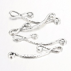 Antique Silver Tibetan Style Chandelier Components Links, Lead Free, Antique Silver, 38x9x1.5mm, Hole: 2mm