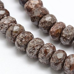 Snowflake Obsidian Faceted Natural Brown Snowflake Obsidian Rondelle Beads Strands, 8x5mm, Hole: 1mm, about 76pcs/strand, 15.2 inch