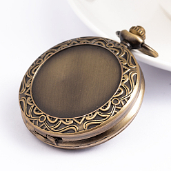 Antique Bronze Flat Round Alloy Watch Heads, Antique Bronze, 59x46.5mm, Hole: 16x5mm, Fit for 33mm in diameter photo
