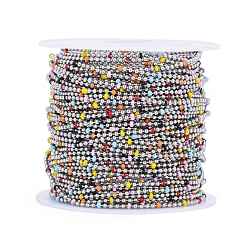 Stainless Steel Color 304 Stainless Steel Ball Chains, with Enamel and Spool, Colorful, Stainless Steel Color,Beads: 2mm and 2.5mm, about 32.8 Feet(10m)/roll