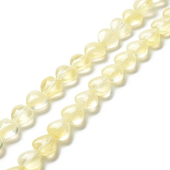 Champagne Yellow Transparent Glass Beads Strand, Heart, Champagne Yellow, 7.5~8.5x8~8.5x4~4.5mm, Hole: 1mm, about 44~45pcs/strand, 12.56~12.87 inch(31.9~32.7cm)