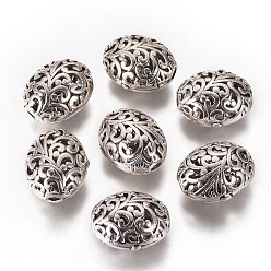 Argent Antique Perles filigranées de style tibétain, sans cadmium et sans nickel et sans plomb, ovale, argent antique, 21x17x13mm, Trou: 3mm
