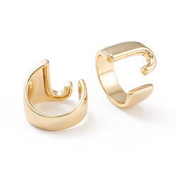 Letter J Brass Cuff Rings, Open Rings, Long-Lasting Plated, Real 18K Gold Plated, Letter.J, Size 6, 17mm