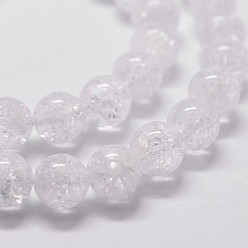 Quartz craquelé Crépitement naturelle perles de quartz brins, ronde, Grade a, 4mm, Trou: 0.8mm, Environ 90 pcs/chapelet, 15.1 pouce