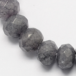Gray Natural Jade Bead Strands, Dyed, Faceted, Abacus Beads, Rondelle, Gray, 4~5x3mm, Hole: 0.5mm, about 116-120pcs/strand, 13.58 inch~13.78 inch(34.5~35cm)