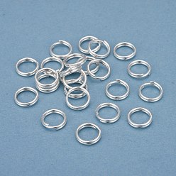Argent 304 bagues fendues en acier inoxydable, anneaux de saut à double boucle, argenterie, 10x2mm, diamètre intérieur: 8 mm, fil unique: 1 mm