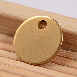 Golden Ion Plating(IP) 304 Stainless Steel Stamping Blank Tag Flat Round Charms, Golden, 8x0.8mm, Hole: 1.2mm