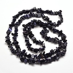 Blue Goldstone Synthetic  Blue Goldstone Chip Bead Strands, 5~8x5~8mm, Hole: 1mm, about 31.5 inch