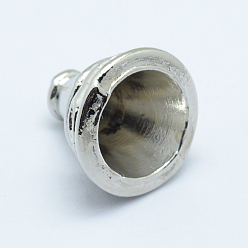 Platinum Alloy Bead Cone, Long-Lasting Plated, Apetalous, Platinum, 14x12.5mm, Hole: 2mm
