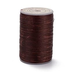 Brun De Noix De Coco Ficelle ronde en fil de polyester ciré, cordon micro macramé, cordon torsadé, pour la couture de cuir, brun coco, 0.3~0.4mm, environ 174.98 yards (160m)/rouleau