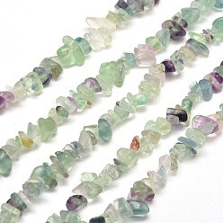 Fluorite Natural Fluorite Chip Bead Strands, 5~8x5~8mm, Hole: 1mm, about 31.5 inch