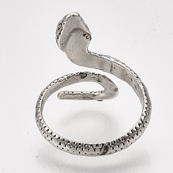 Antique Silver Alloy Cuff Finger Rings, Snake, Antique Silver, Size 9, 19mm