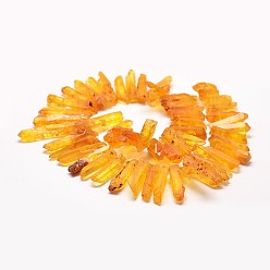 Orange Natural Pagoda Quartz Crystal Beads Strands, Dyed, Orange, 15~29x9~13x7~10mm, Hole: 1mm, about 56pcs/strand, 15.7 inch