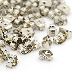 Платина Орехи железа уха, спинки фрикционных серег для сережек-гвоздиков, без никеля , платиновый цвет, 5x4x3 мм, отверстие : 0.7~1.0 мм