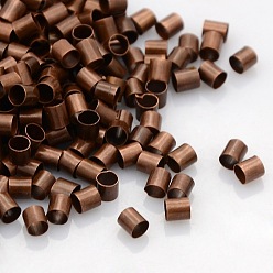 Red Copper Brass Crimp Beads, Tube, Cadmium Free & Nickel Free & Lead Free, Red Copper, 3x3mm, Hole: 2.5mm