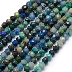 Chrysocolle Chapelets de perles chrysocolla naturelles , facette, ronde, 3.5~4mm, Trou: 1mm, Environ 108 pcs/chapelet, 15.35 pouce (39 cm)