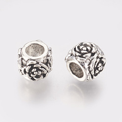 Antique Silver Alloy European Beads, Large Hole Beads, Mixed Shape, Antique Silver, 9~24x9~15x7~10mm, Hole: 4~5mm