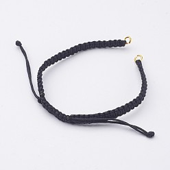 Black Nylon DIY Bracelet Making, with Brass Rings, Golden, Black, 140~175x4~7.5mm