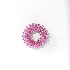 Pearl Pink Steel Spiky Sensory Acupressure Finger Rings, Massage Tools, Alice Blue, 25x8mm