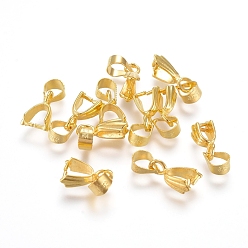 Golden Brass Ice Pick Pinch Bails, Nickel Free, Golden, 10.67x5.93x3.04mm, Hole: 4.13mm, Pin: 0.84mm