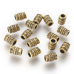 Antique Golden Tibetan Style Alloy Beads, Cadmium Free & Nickel Free & Lead Free, Column, Antique Golden, 7x5mm, Hole: 2.7mm