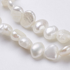 Floral White Natural Cultured Freshwater Pearl Beads Strands, Baroque Keshi Pearl Beads, Two Sides Polished, Floral White, 5~7x4~5x3~4mm, Hole: 0.3mm, about 76~80pcs/strand, 14 inch