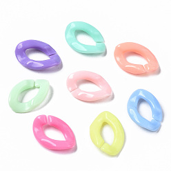 Mixed Color Opaque Acrylic Linking Rings, Quick Link Connectors, for Curb Chains Making, Oval, Mixed Color, 16.5x11.5x3.5mm, Inner Diameter: 4.5x9mm, about 2250pcs/500g