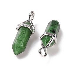 Ruby in Zoisite Natural Ruby in Zoisite Pendants, Faceted, with Platinum Tone Brass Findings, Lead free & Cadmium Free, Bullet, 27~30x9~10x7~8mm, Hole: 4x3mm
