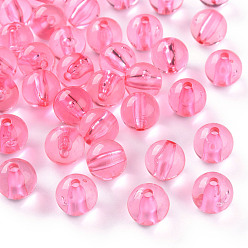 Hot Pink Transparent Acrylic Beads, Round, Hot Pink, 12x11mm, Hole: 2.5mm, about 566pcs/500g