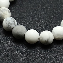Howlite Frosted Howlite Round Bead Strands, 10mm, Hole: 1mm, about 37~39pcs/strand, 14.9~15.6 inch