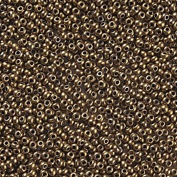 Copper Plated 12/0 Grade A Round Glass Seed Beads, Metallic Colours, Copper Plated, 12/0, 2x1.5mm, Hole: 0.5mm, about 45000pcs/pound