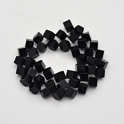 Black Onyx Кубик натуральный черный оникс бусины пряди, окрашенные, 9x8x6 мм, отверстие : 1 мм, около 48 шт / нитка, 15.7 дюйм