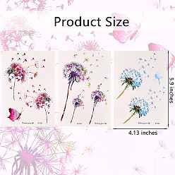 Mixed Color Dandelion Body Art Tattoos, Waterproof Self Adhesive Temporary Tattoo, Mixed Color, 15x10.5cm