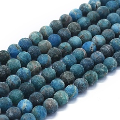 Apatite Natural Apatite Beads Strands, Frosted, Round, 8mm, Hole: 1mm, about 48~49pcs/Strand, 15.35 inch(39cm)