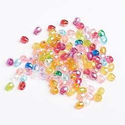 Mixed Color Transparent Acrylic Beads, AB Color, Faceted Round, Mixed Color, Mixed Color, 4x3.5mm, Hole: 1mm, about 16400pcs/500g