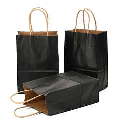 Черный Бумажные мешки, подарочные пакеты, сумки для покупок, с ручками, чёрные, 15x8x21 см